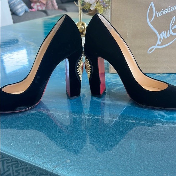 Christian Louboutin Black Velvet Heels size 37 - Picture 8 of 13